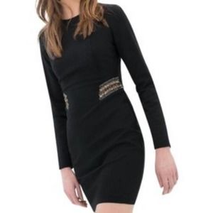 Zara Trafaluc Black Beaded Detail Bodycon Dress Small
